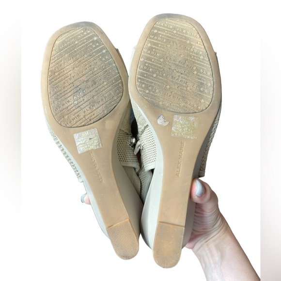 Alex Marie Patti Stretch Knit Wedge Sandals neutral Cream size 9 zip close - Picture 14 of 15